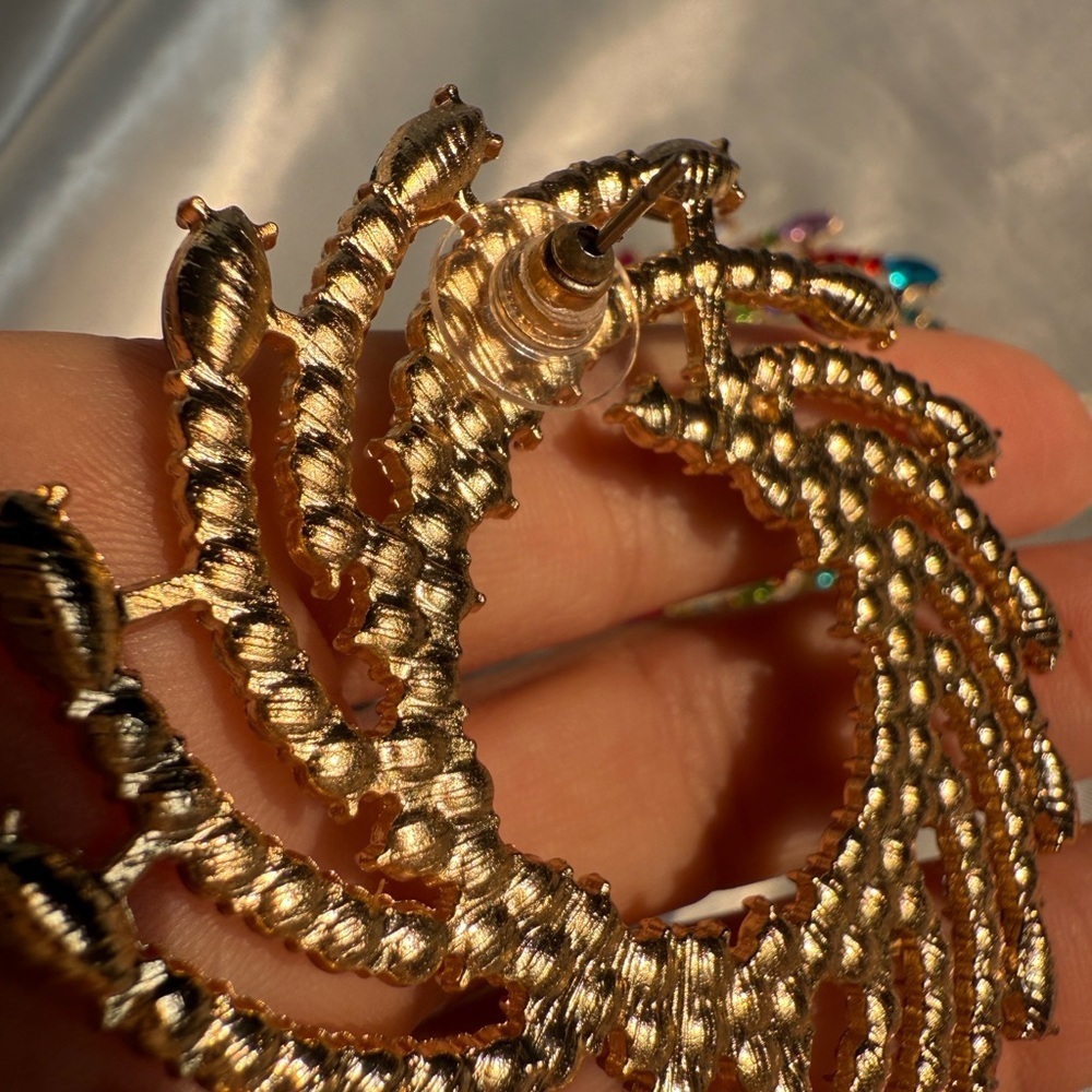 Anthropologe Colourful Multicolor Spiral Statement Earrings - Picture 8 of 12